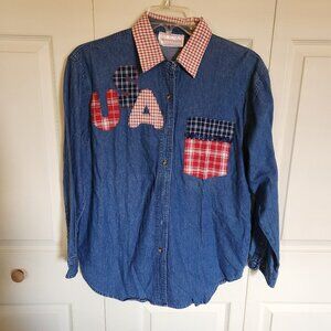 Patriotic Blue Denim Long Sleeved Shirt from Denim Patch